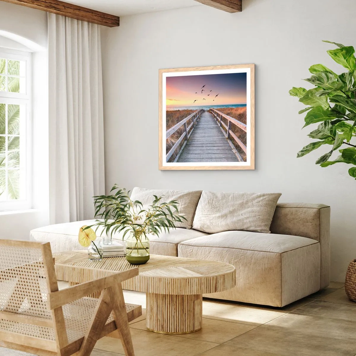 Poszter világos tölgy keretben - Repülési tér - 40x40 cm