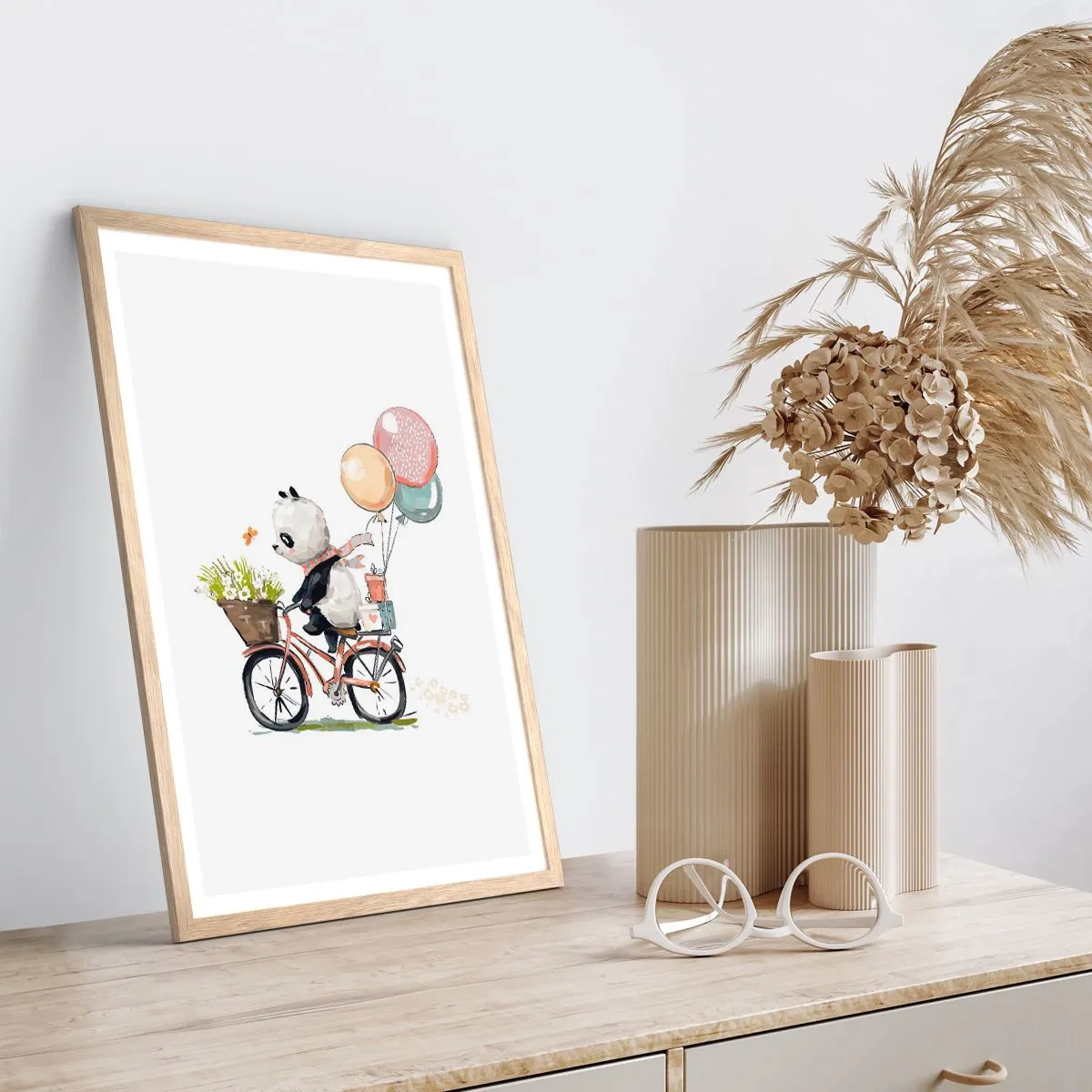 Poszter világos tölgy keretben - Boldog nap - 50x70 cm