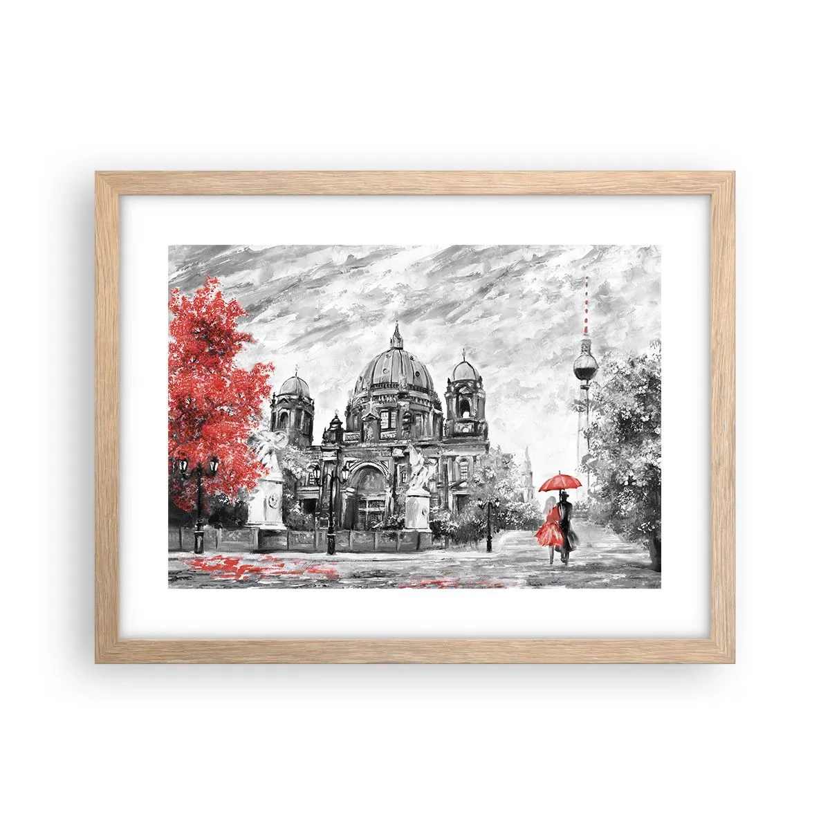 Poszter világos tölgy keretben - Berlini találkozó - 40x30 cm