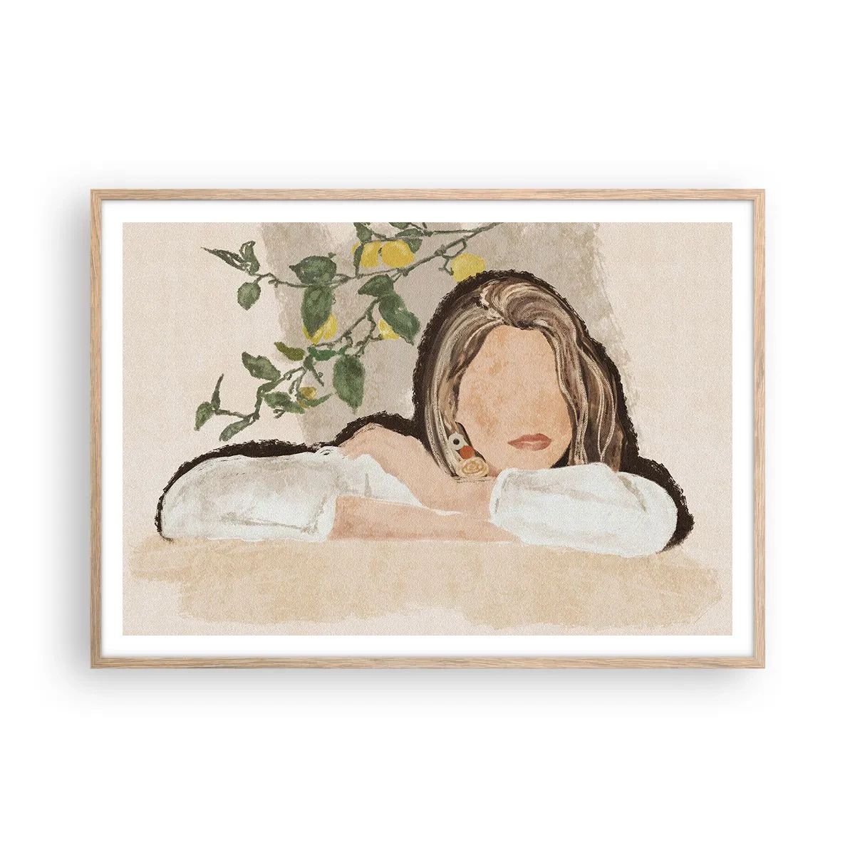 Poszter világos tölgy keretben - Déli szépség - 100x70 cm