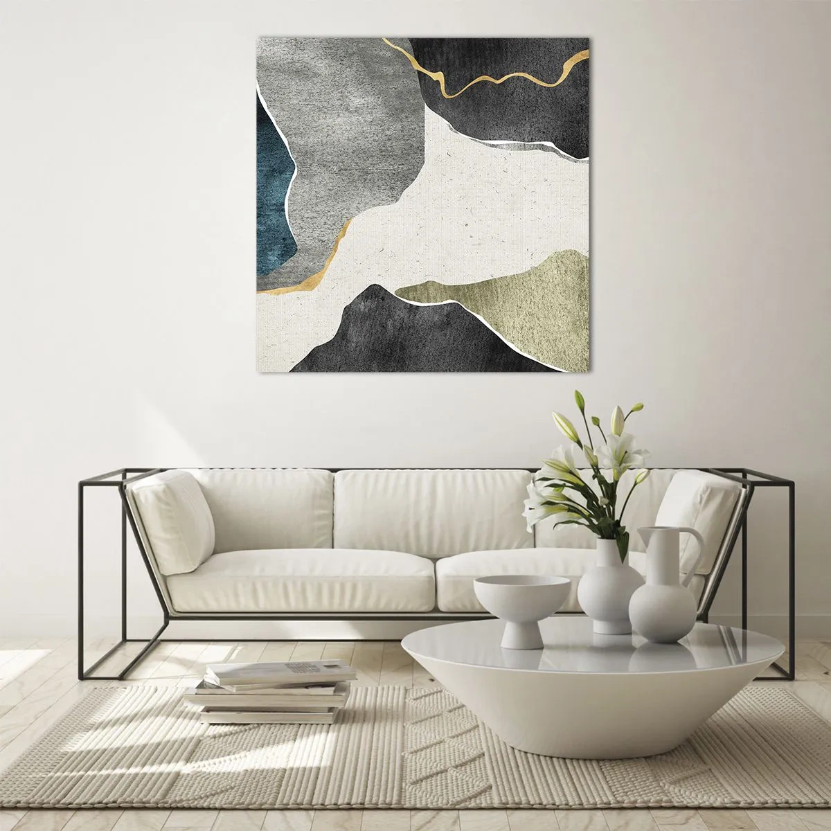 Üveg kép - Mozaik kompozíció aranyszállal - 40x40 cm