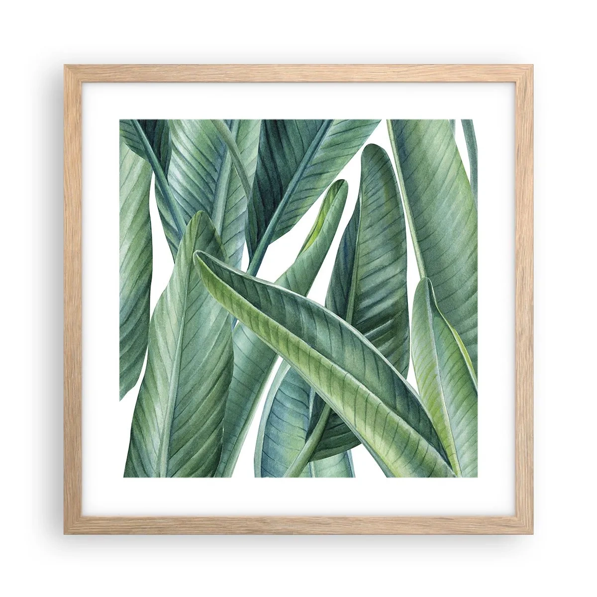 Poszter világos tölgy keretben - Zöld önmagában - 40x40 cm