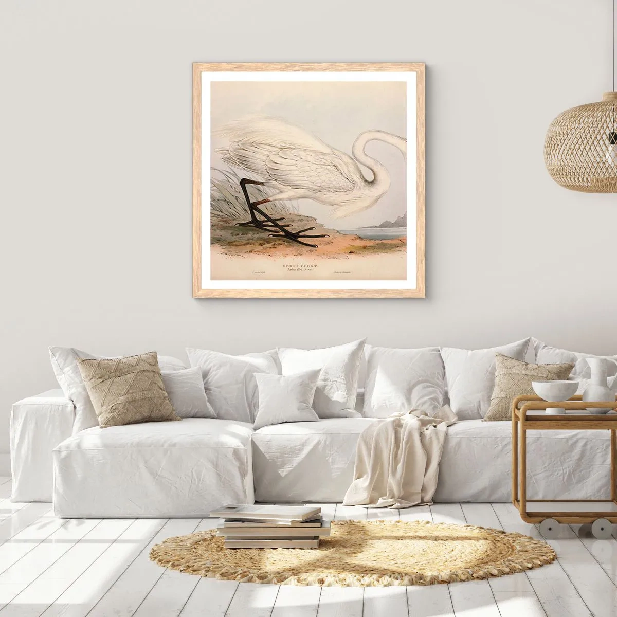 Poszter világos tölgy keretben - Hölgy a nádasban - 50x50 cm