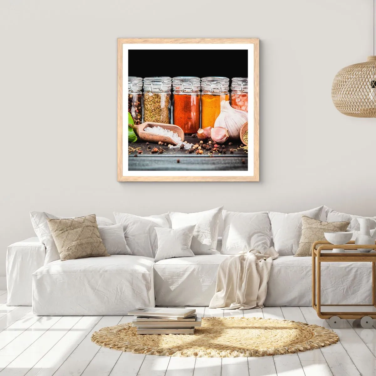 Poszter világos tölgy keretben - Hogy az életnek legyen íze - 60x60 cm