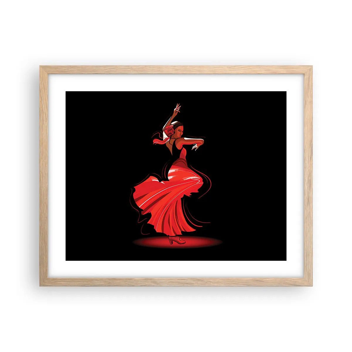 Poszter világos tölgy keretben - A flamenco tüzes szelleme - 50x40 cm
