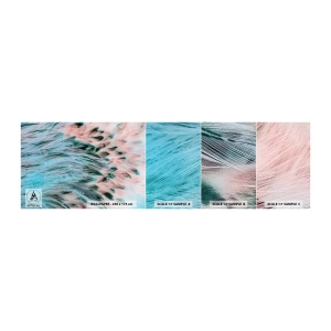 Fotótapéta Minta Öntapadós Deluxe Sticker - Zafír rózsaszín pehely - Absztrakció, Darab, Madártollak - 100x30 cm