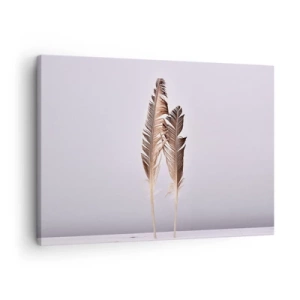 Vászonkép - Finom tollak világos háttéren, minimalista stílusban - 70x50cm - A semmi ellen - Modern fali dekoráció nappalihoz és hálószobához ARTTOR