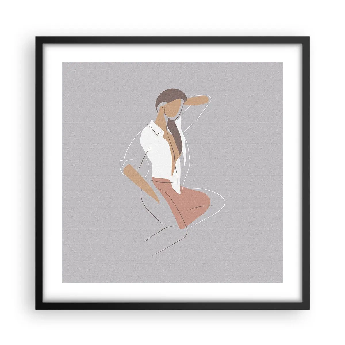 Poszter fehér keretben - Kecsesség kontúrja - 50x50 cm