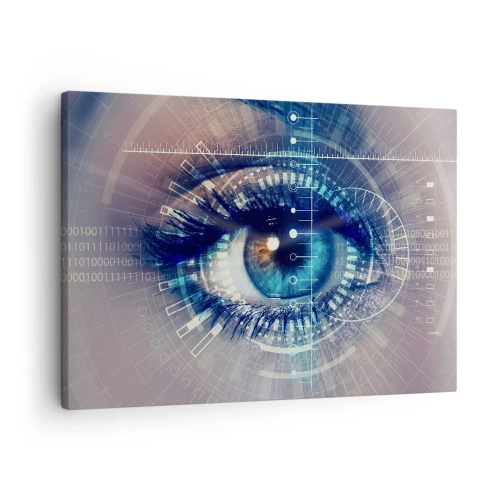 Vászonkép - Technológiai szem futurisztikus felülettel - 70x50cm - Azt hiszed, hogy ismersz - Modern fali dekoráció nappalihoz és hálószobához ARTTOR