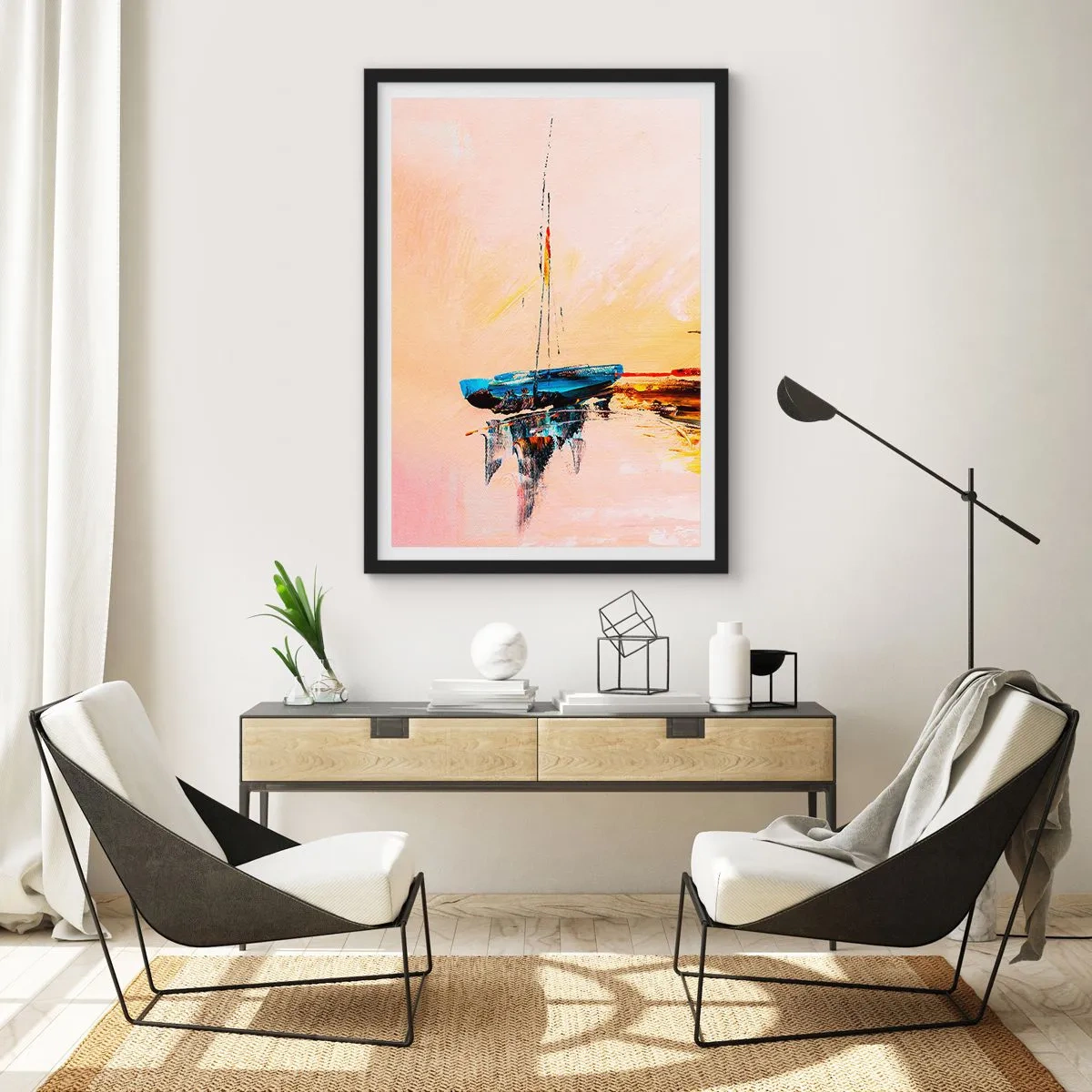Poszter fehér keretben - Egy este a kikötőben - 30x40 cm