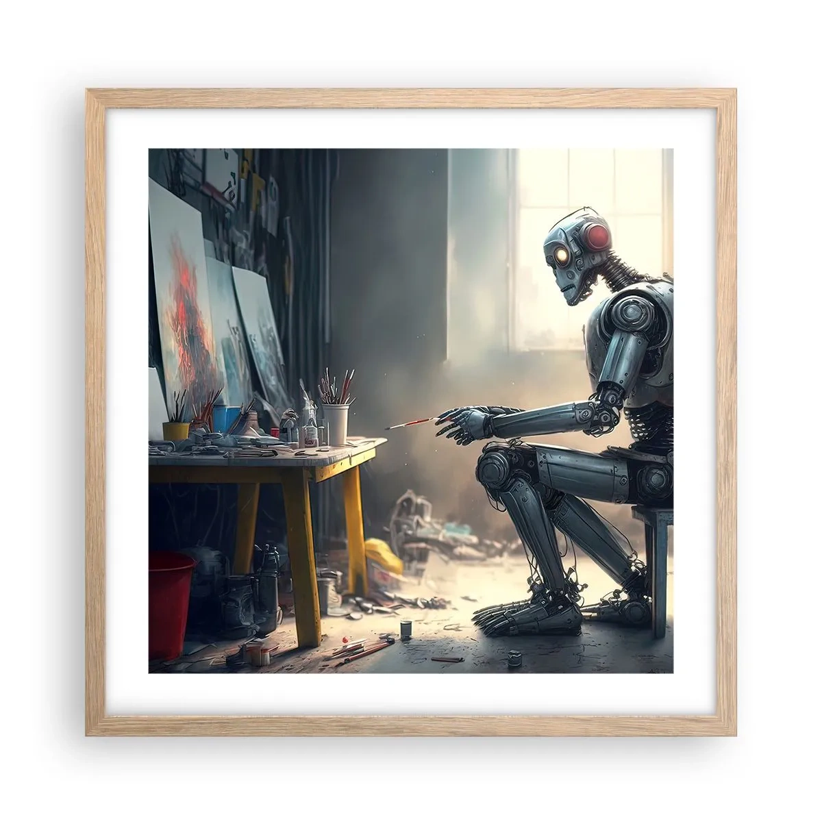 Poszter világos tölgy keretben - Az alkotás aktusa - 50x50 cm