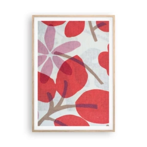 Poszter világos tölgy keretben - Virágkompozíció rózsaszínben - 70x100 cm