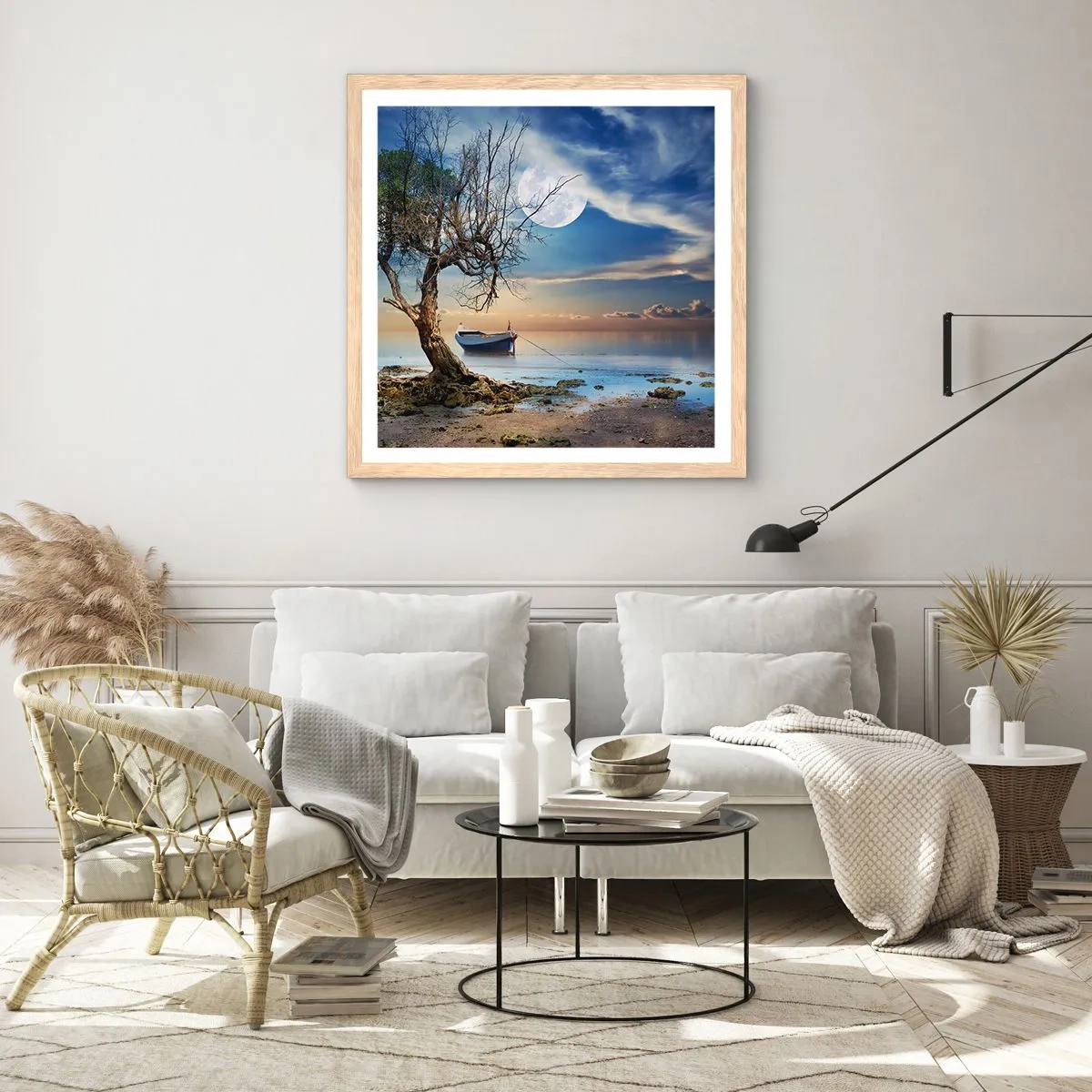 Poszter világos tölgy keretben - Ez a vég vagy a kezdet? - 40x40 cm