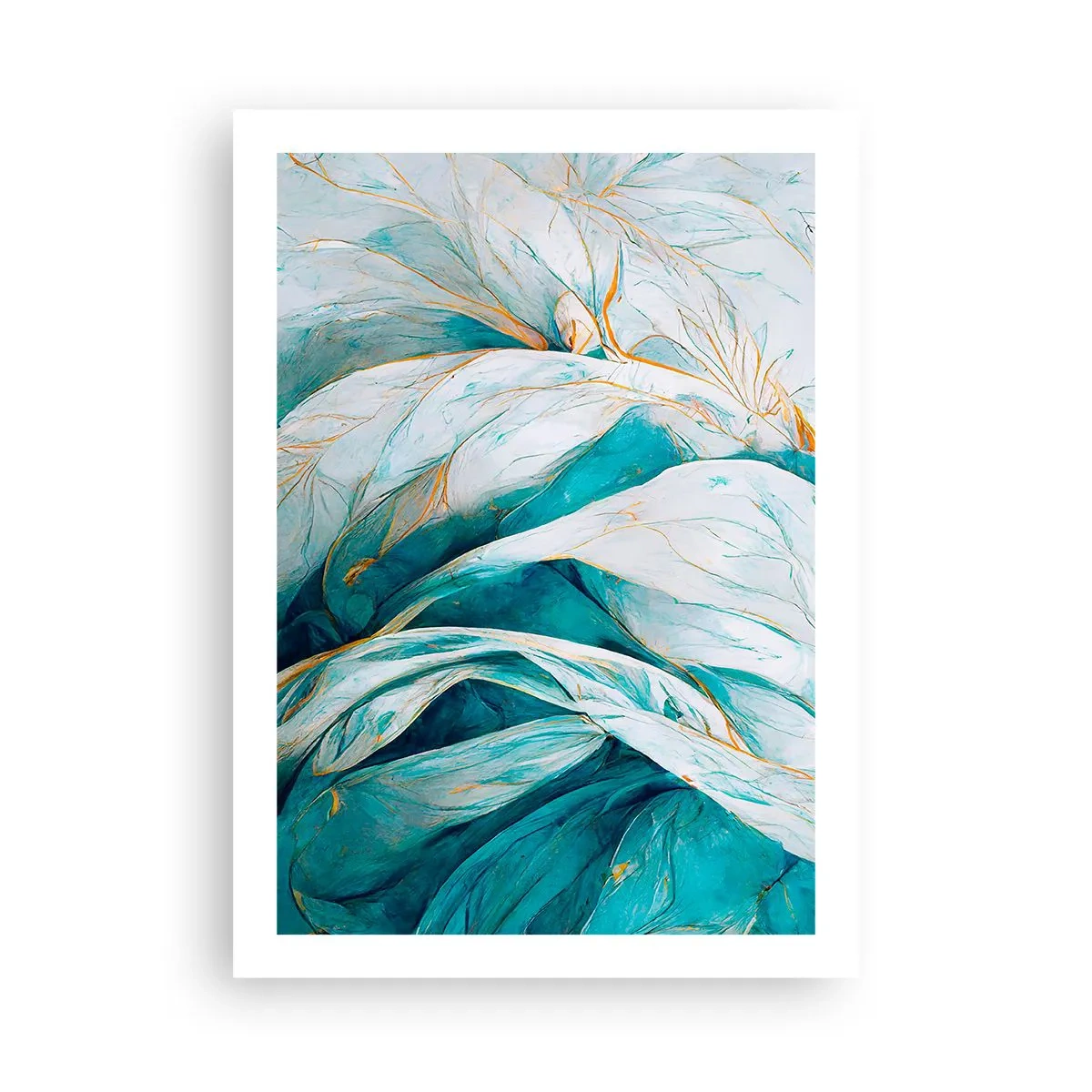 Poszter - Kék absztrakció arany motívummal - 50x70 cm
