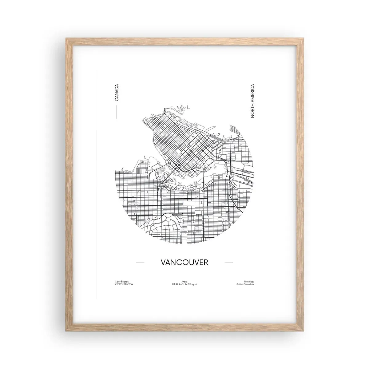 Poszter világos tölgy keretben - Vacouver anatómiája - 40x50 cm