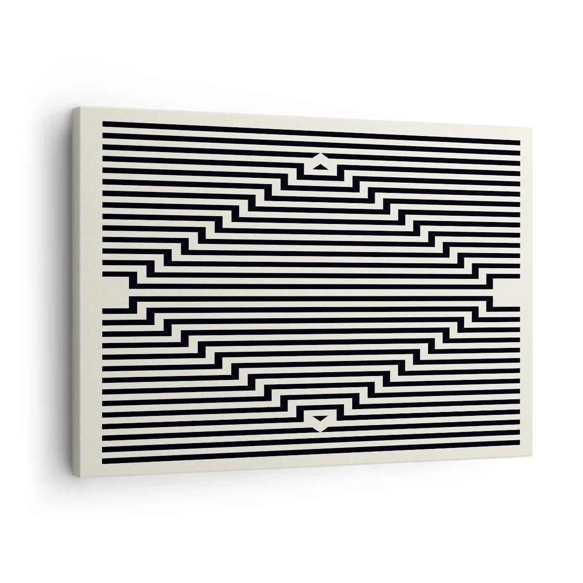 Vászonkép - Fekete-fehér vonalak geometrikus illúzióhatást keltenek - 70x50cm - Geometrikus illúzió - Modern fali dekoráció nappalihoz és hálószobához ARTTOR