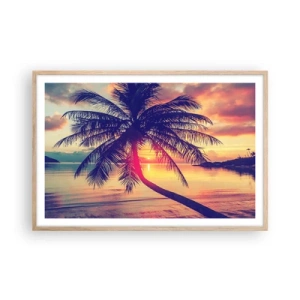 Poszter világos tölgy keretben - Este a pálmafák alatt - 91x61 cm