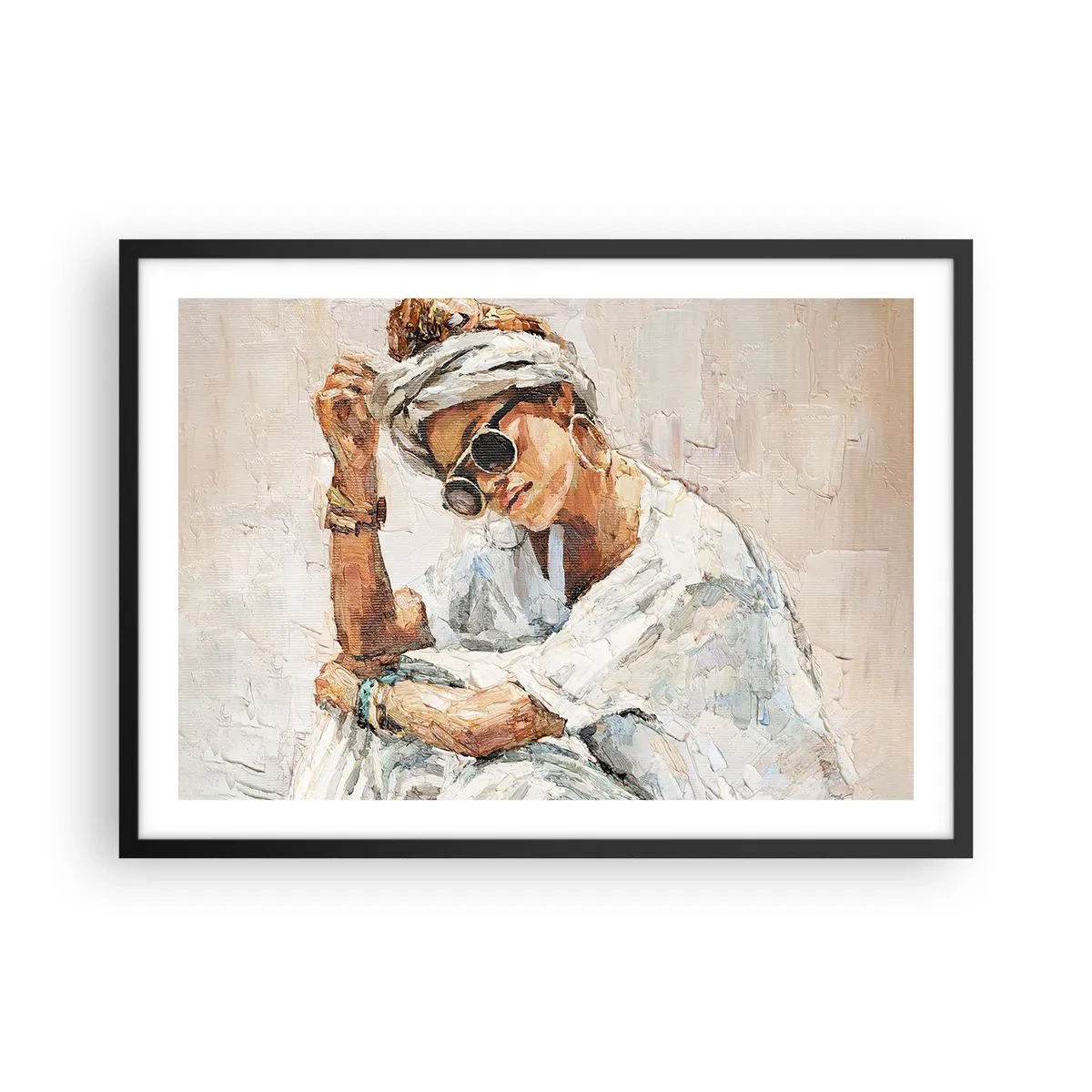 Poszter fehér keretben - Portré teljes napfényben - 70x50 cm