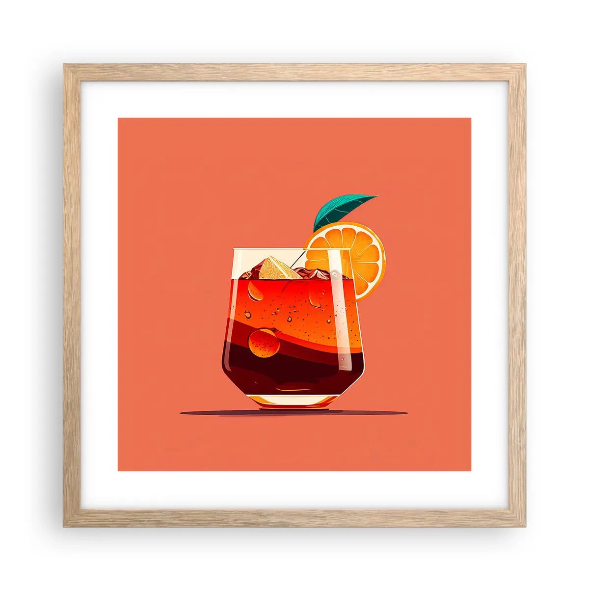 Poszter világos tölgy keretben - Nyári felfrissülés - 40x40 cm