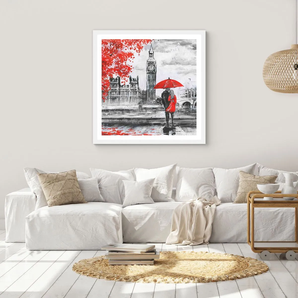 Poszter fekete keretben - Szerelmesek Londonban - 60x60 cm