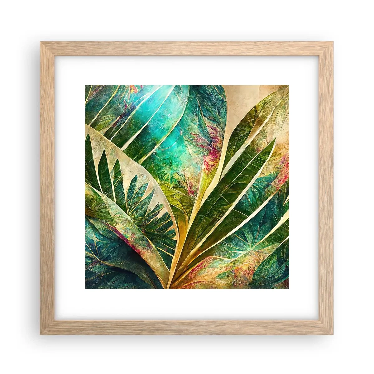 Poszter világos tölgy keretben - A trópusok színei - 30x30 cm