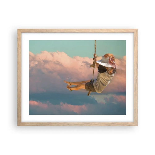 Poszter világos tölgy keretben - Szórakozás a fellegekben - 50x40 cm