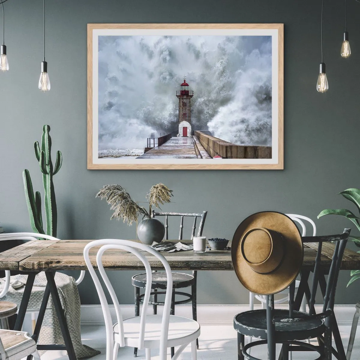 Poszter világos tölgy keretben - A vizek ordítása, a vihar zaja - 100x70 cm