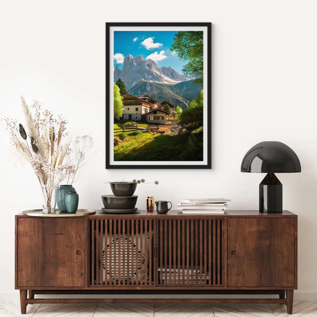 Poszter fehér keretben - Alpesi idill - 30x40 cm