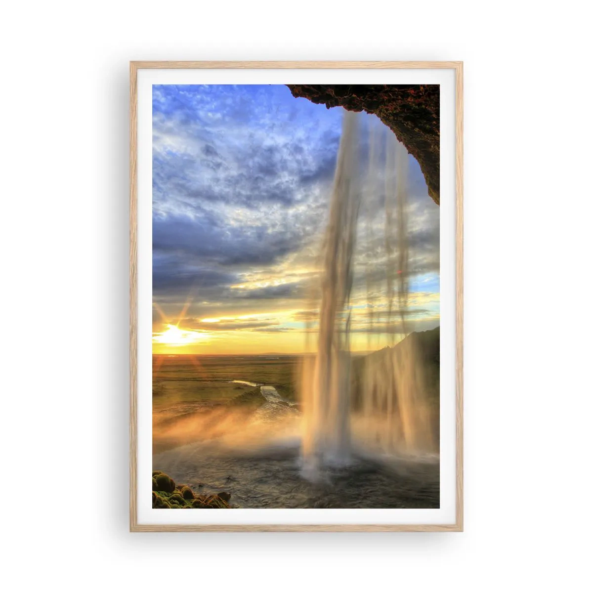 Poszter világos tölgy keretben - Cseppfátyol mögötti világ - 70x100 cm