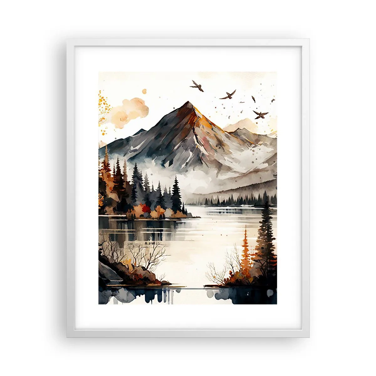 Poszter fekete keretben - Aranyszínű ősz a hegyekben - 40x50 cm