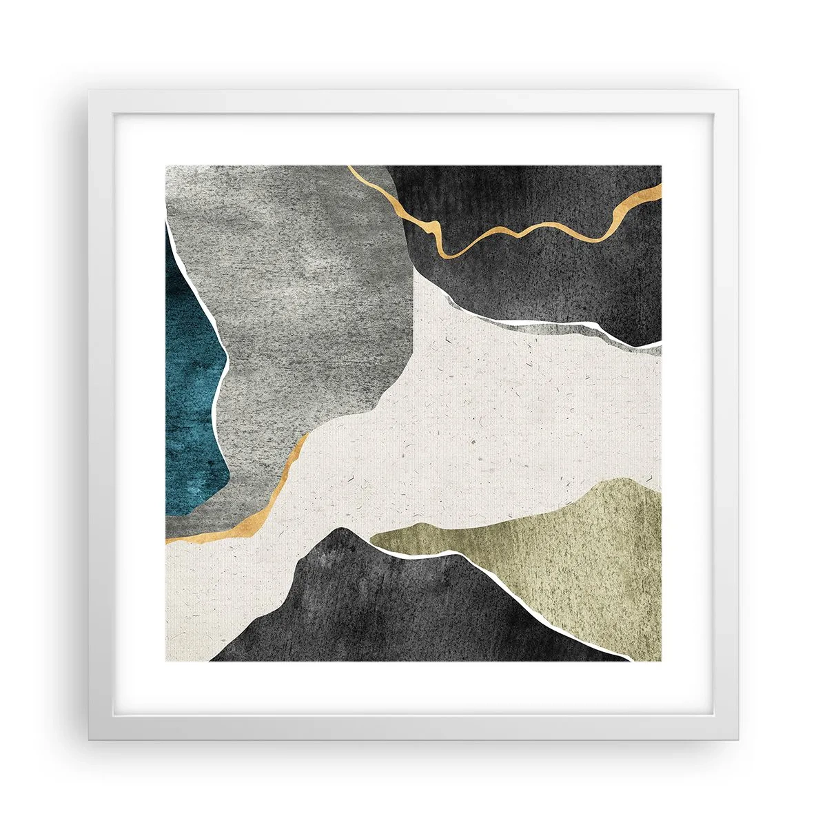 Poszter fekete keretben - Mozaik kompozíció aranyszállal - 40x40 cm