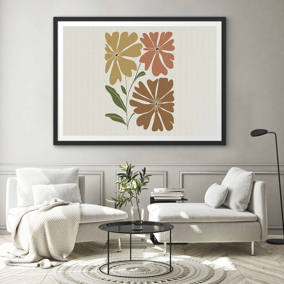 Poszter fehér keretben - Természet és geometria - 100x70 cm