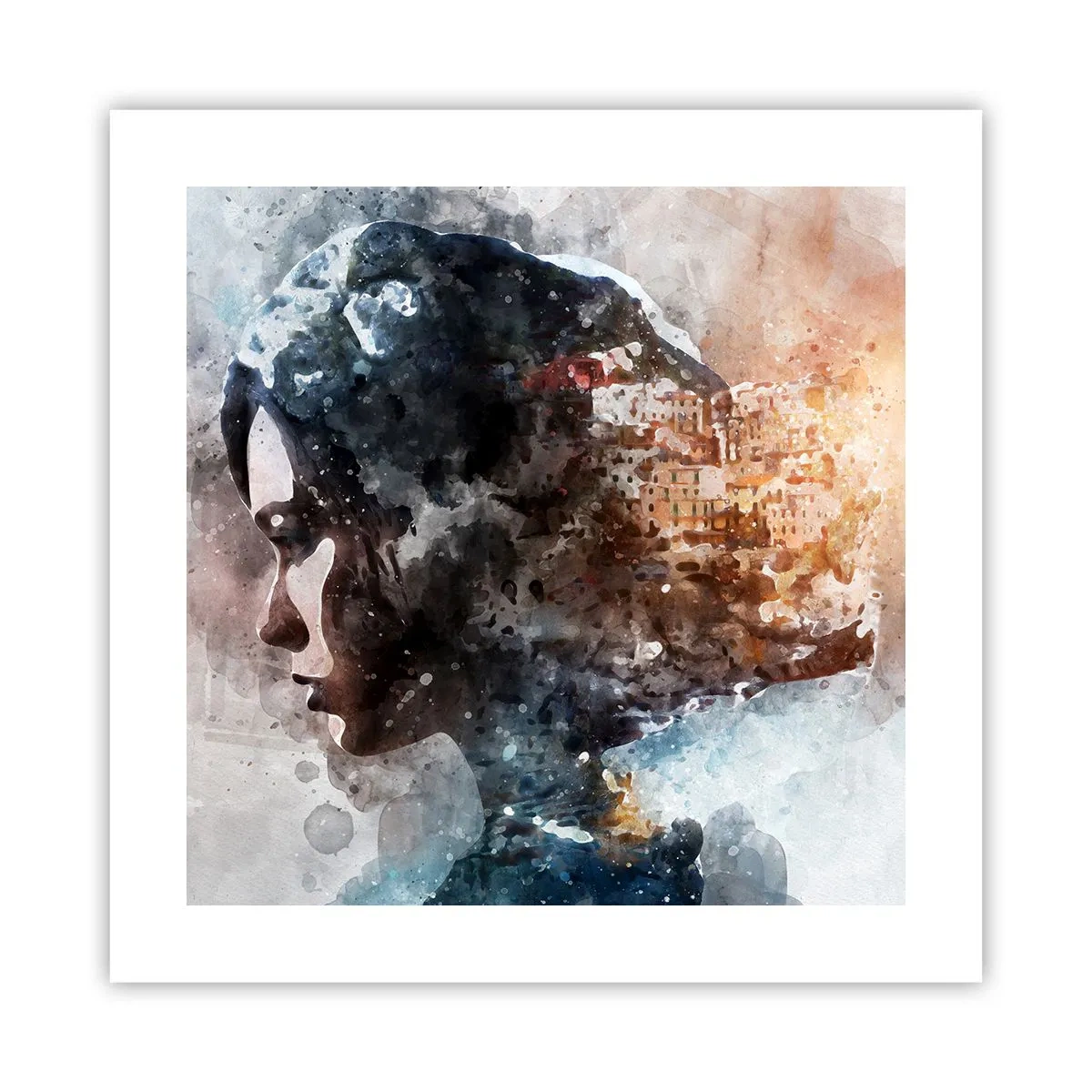 Poszter - Történet egy lányról, várossal a háttérben - 40x40 cm