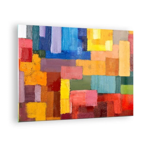 Üveg kép - Színes téglalapok absztrakt kompozíciója - 70x50cm - Mindegyik más, mindegyik színes - Modern fali dekoráció nappalihoz és hálószobához ARTTOR