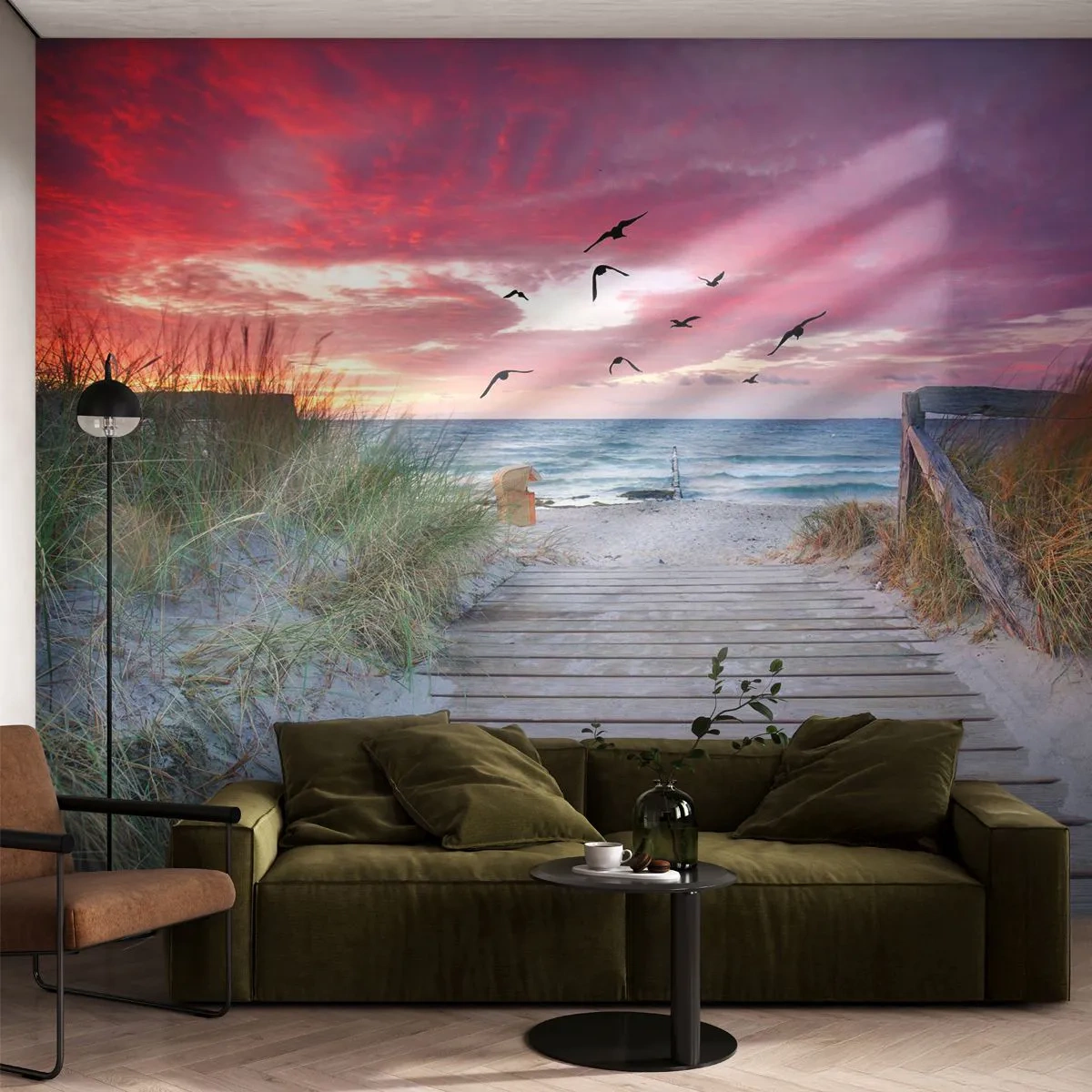 Öntapadós Fotótapéta Deluxe Sticker - Balti impresszió - Tengeri táj, Strand, Madarak - 250x175 cm