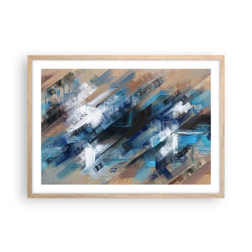 Poszter világos tölgy keretben - Kék ferdén - 70x50 cm