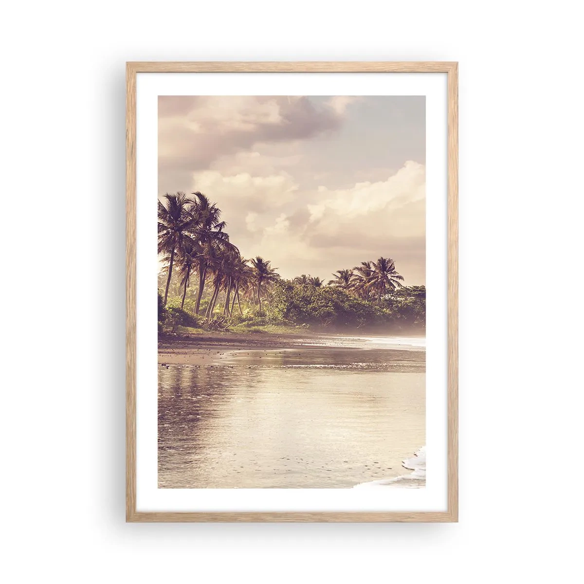 Poszter világos tölgy keretben - A hullámok simogatása - 50x70 cm