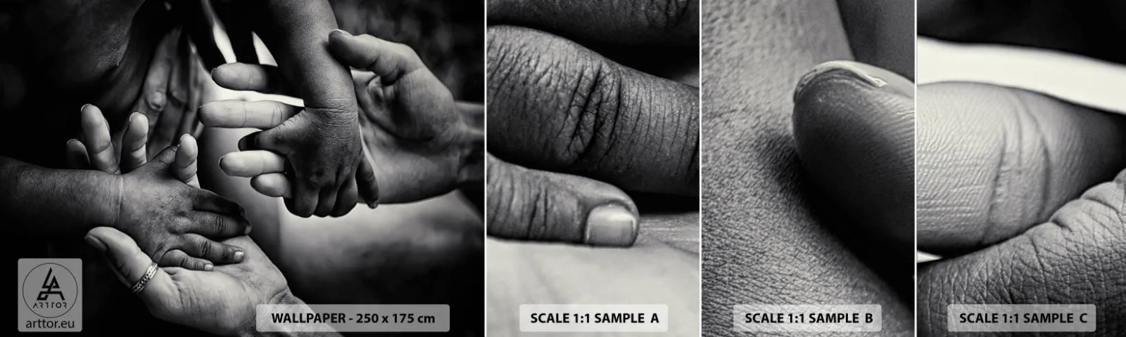 Fotótapéta Minta Öntapadós Deluxe Sticker - Embernek lenni - Kezek, Emberek, Szerelem - 100x30 cm