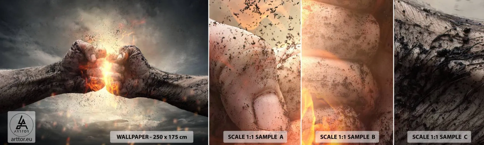 Fotótapéta Minta Öntapadós Deluxe Sticker - Harcolj - Absztrakció, Összeszorított kéz, Kényszerítés - 100x30 cm