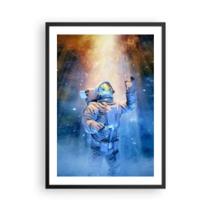 Poszter fehér keretben - Űrhajós a csillagok és galaxisok fényében az űrben - 50x70cm - Végül a célban - Modern fali dekoráció nappalihoz és hálószobához ARTTOR