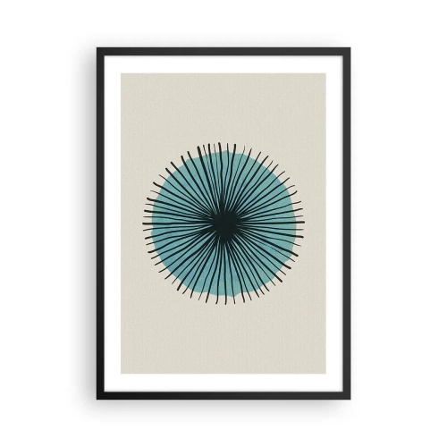 Poszter fehér keretben - Geometriai minta radiális kör formájában - 50x70cm - Ragyogóan a kékben - Modern fali dekoráció nappalihoz és hálószobához ARTTOR