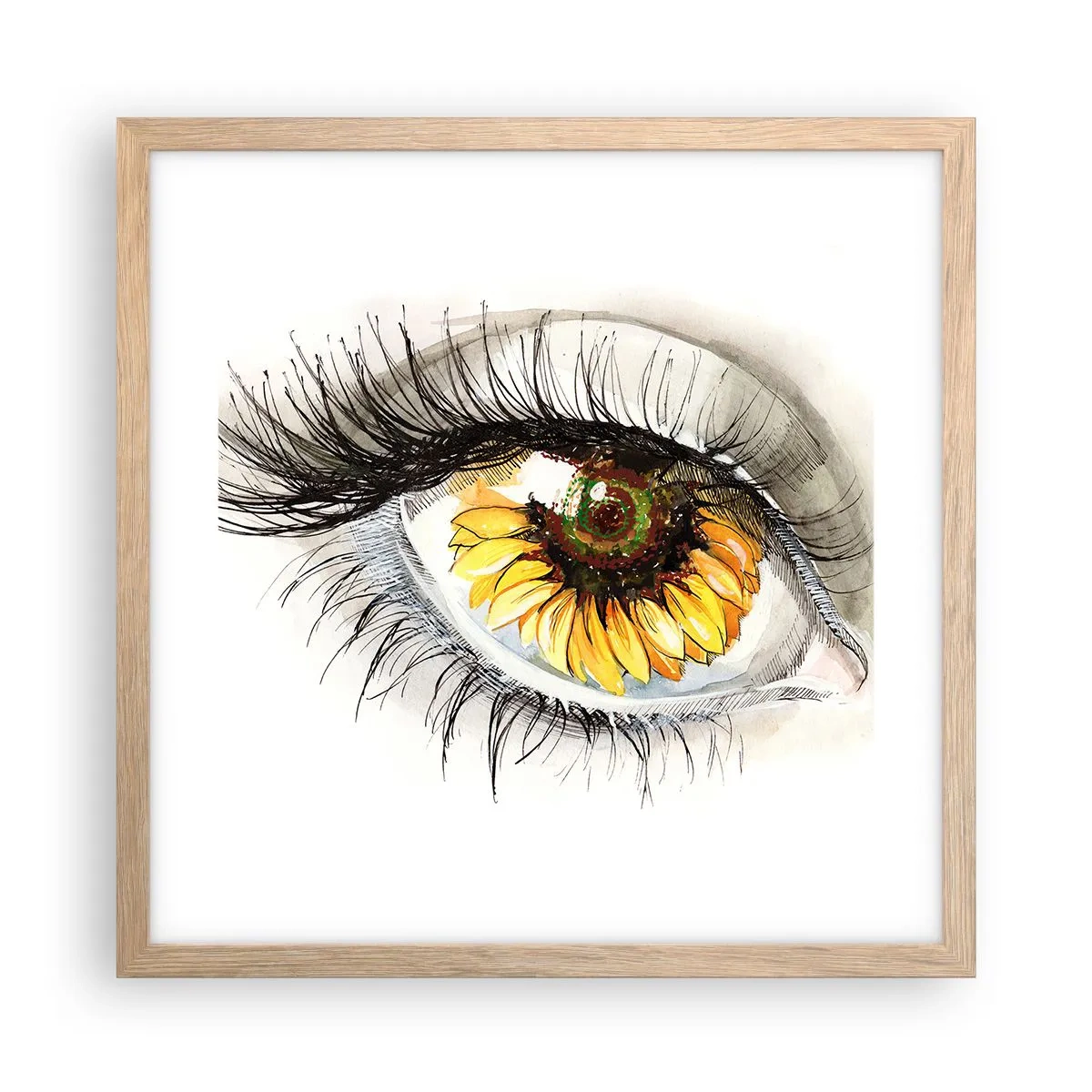 Poszter világos tölgy keretben - Tekintet forró mint a nyár - 40x40 cm