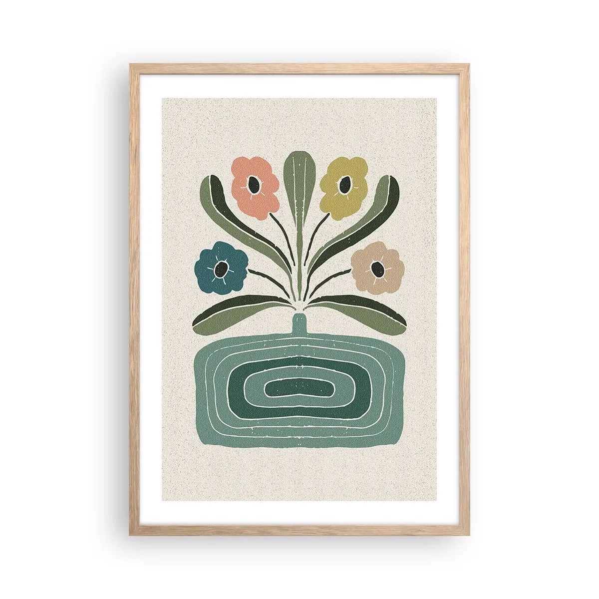 Poszter világos tölgy keretben - Szimmetrikus csokor - 50x70 cm