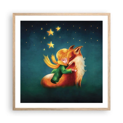 Poszter világos tölgy keretben - Kis herceg - 60x60 cm