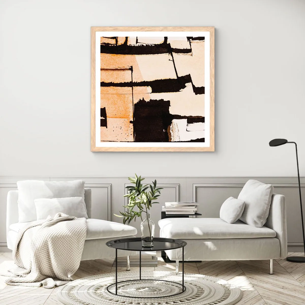 Poszter világos tölgy keretben - Mégis rend - 40x40 cm