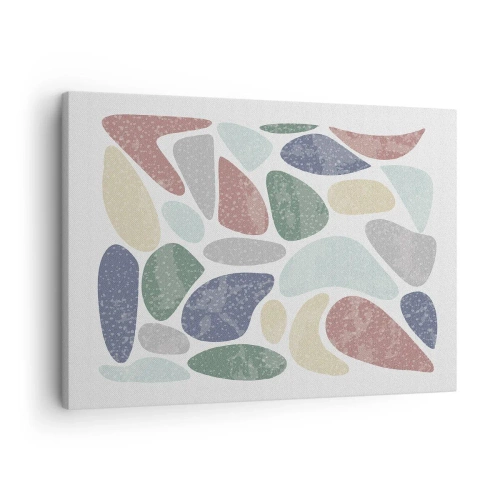 Vászonkép - Színes organikus formák fehér alapon - 70x50cm - Mozaik púderes színekből - Modern fali dekoráció nappalihoz és hálószobához ARTTOR