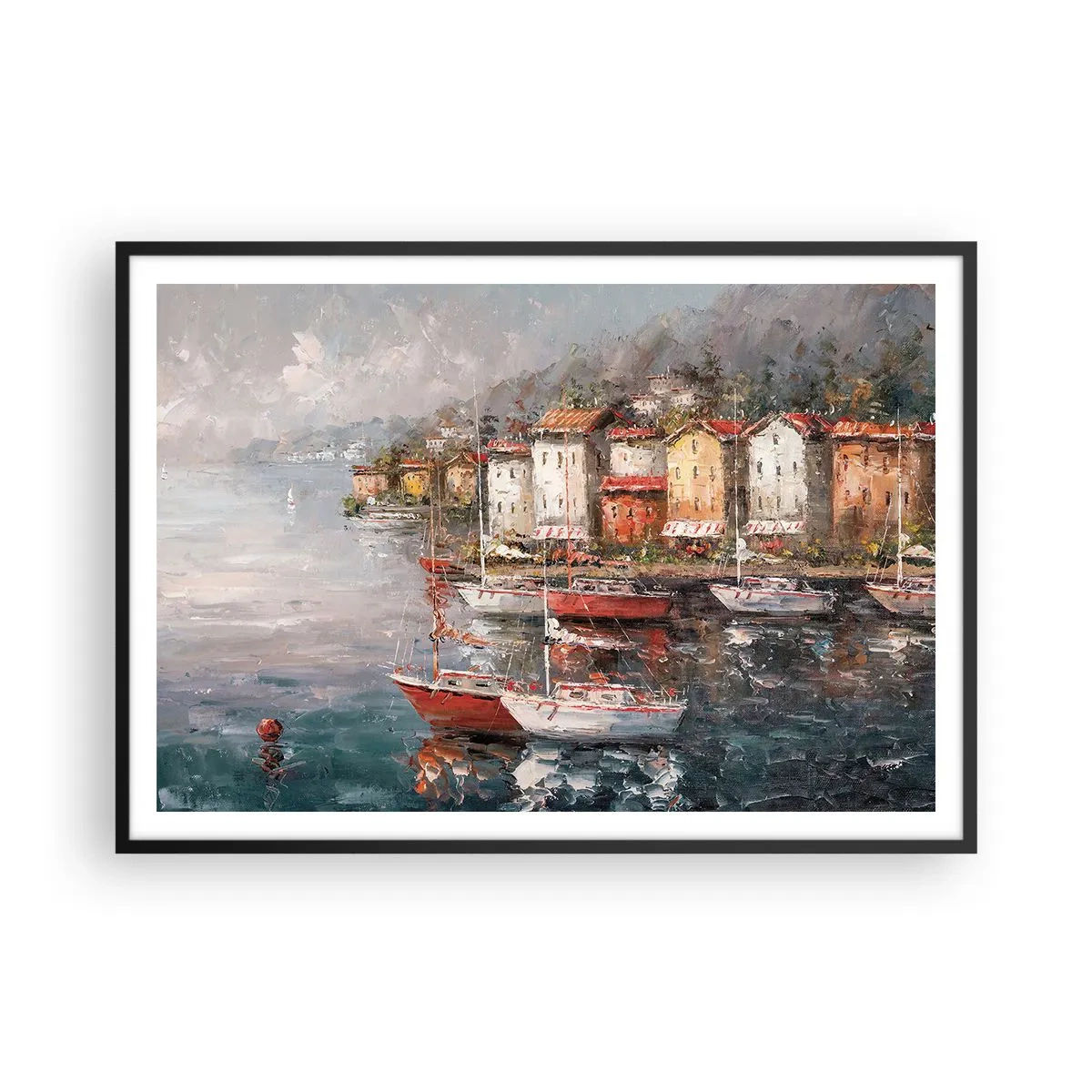 Poszter fehér keretben - Romantikus kikötő - 100x70 cm