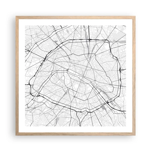 Poszter világos tölgy keretben - Párizs virága - 60x60 cm