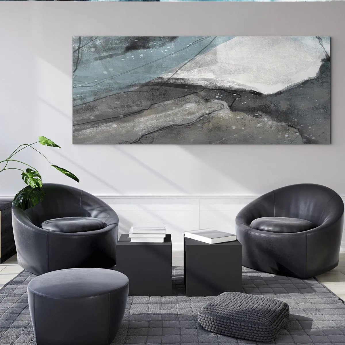 Üveg kép - Absztrakció: sziklák és jég - 120x50 cm