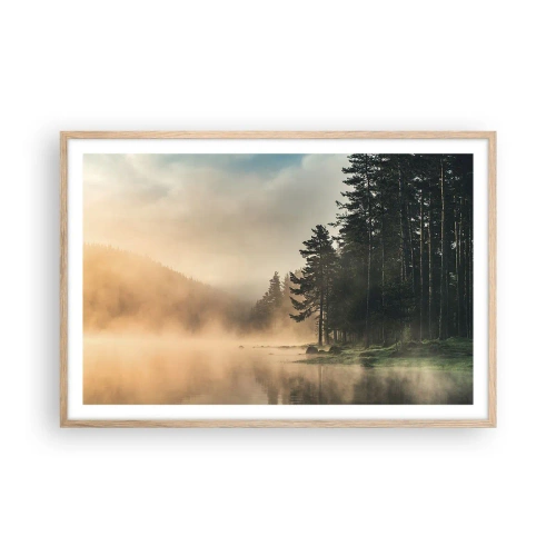 Poszter világos tölgy keretben - A nap születése - 91x61 cm